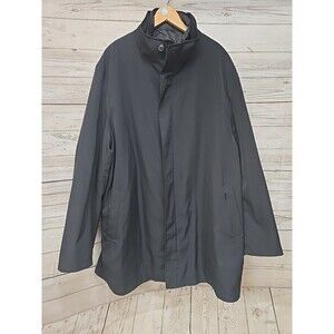 SANYO Men’s Trench Coat Removable Button In Quilted Liner Black 2XL Full‎ Zip